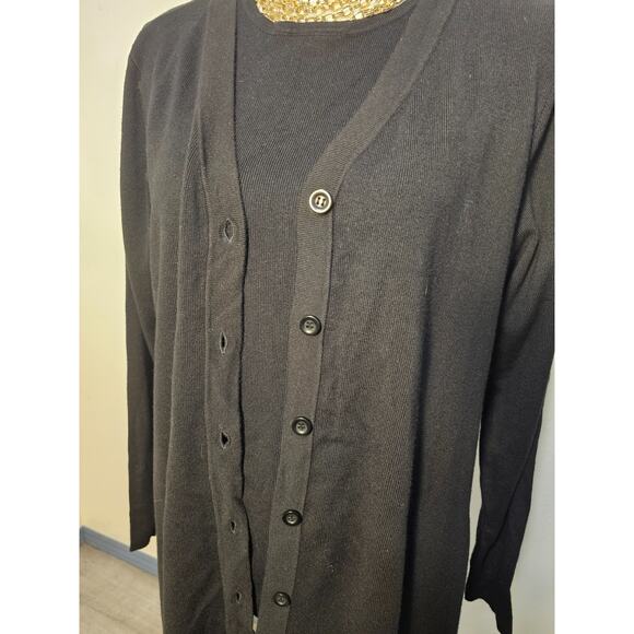 Whisper Knit By Louis Dell'Olio Womens Black Cardigan and Short Sleeve Sweater L - Picture 2 of 7